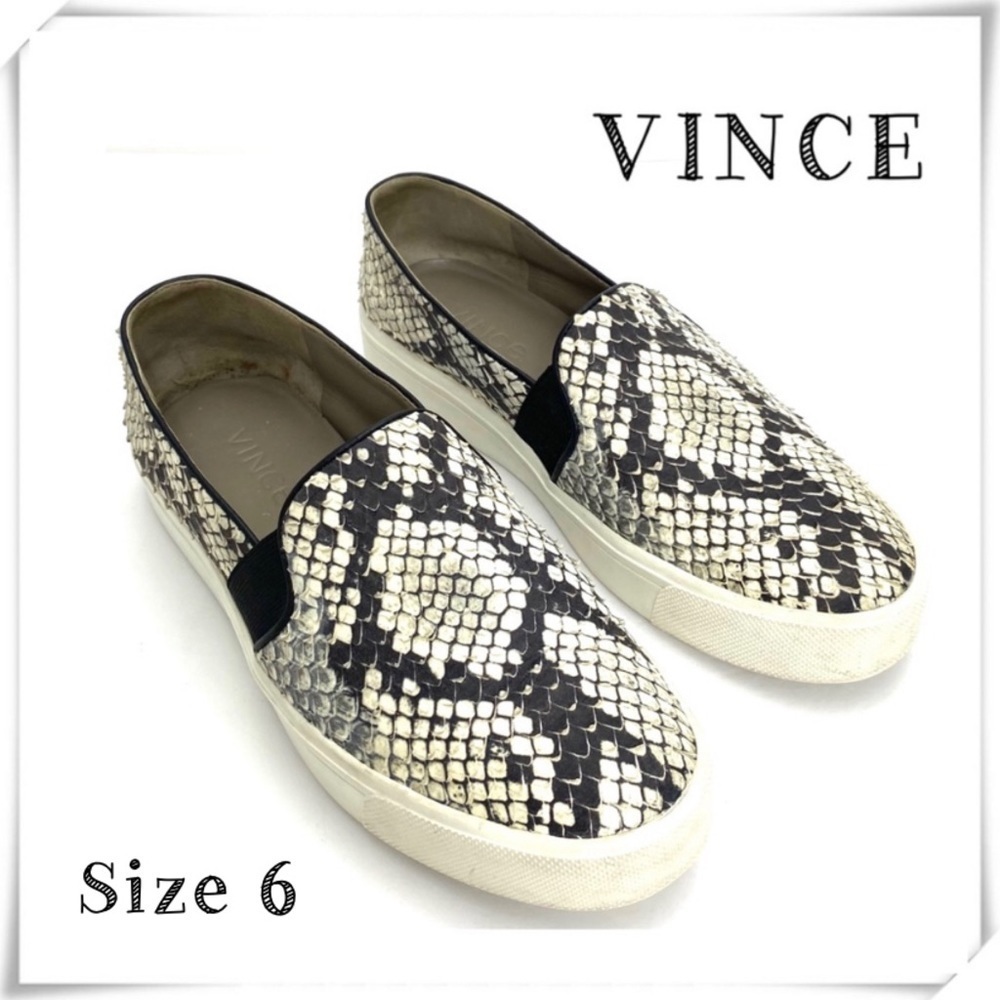 Vince Python Snakeskin Leather Slip on Shoes